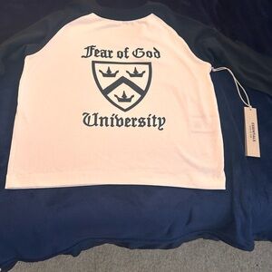 Essentials Fear of God University Black and White Raglan